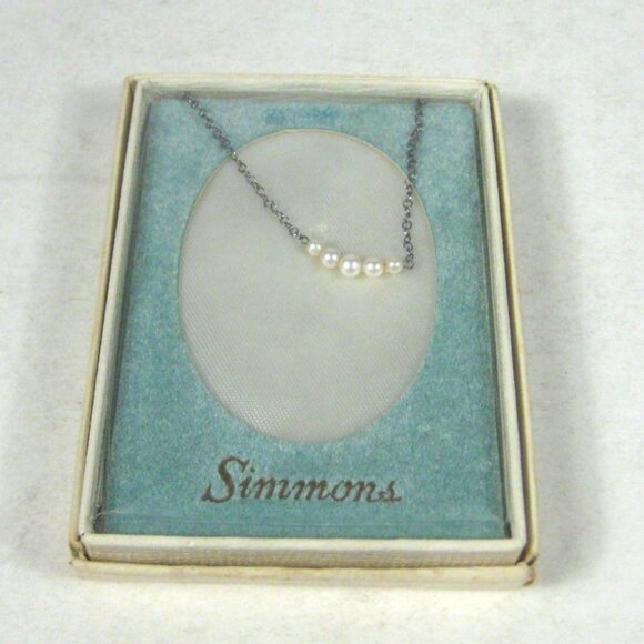 Delicate Pearl Sterling Silver 925 Minimalist Necklace Simmons Jewelry Choker - Picture 2 of 8